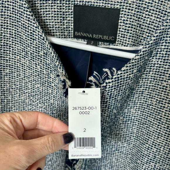 Banana Republic Fringe Trim Tweed Jacket NEW Size 2 - Picture 3 of 3